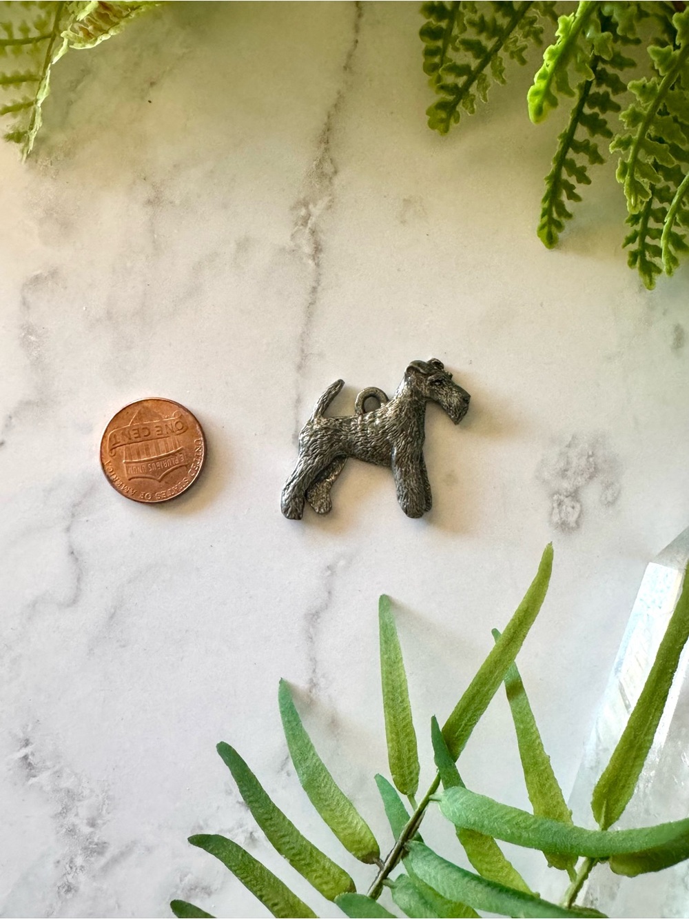 Silver Dog Pendant Charm Necklace - Wire Fox Terrier